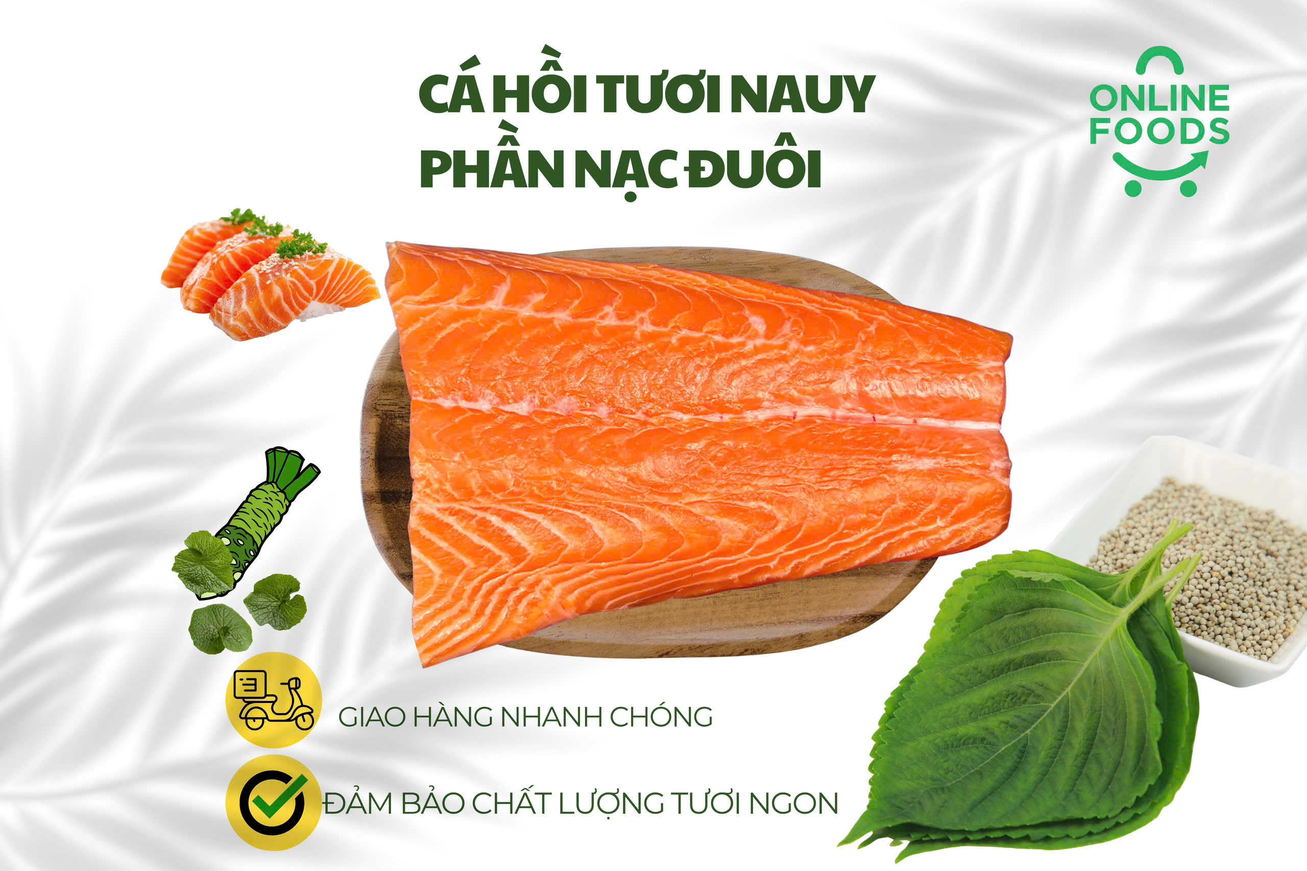 Cá hồi Nauy Phile Tươi Phần Đuôi- Fresh Norwegian Salmon Fillet Tails