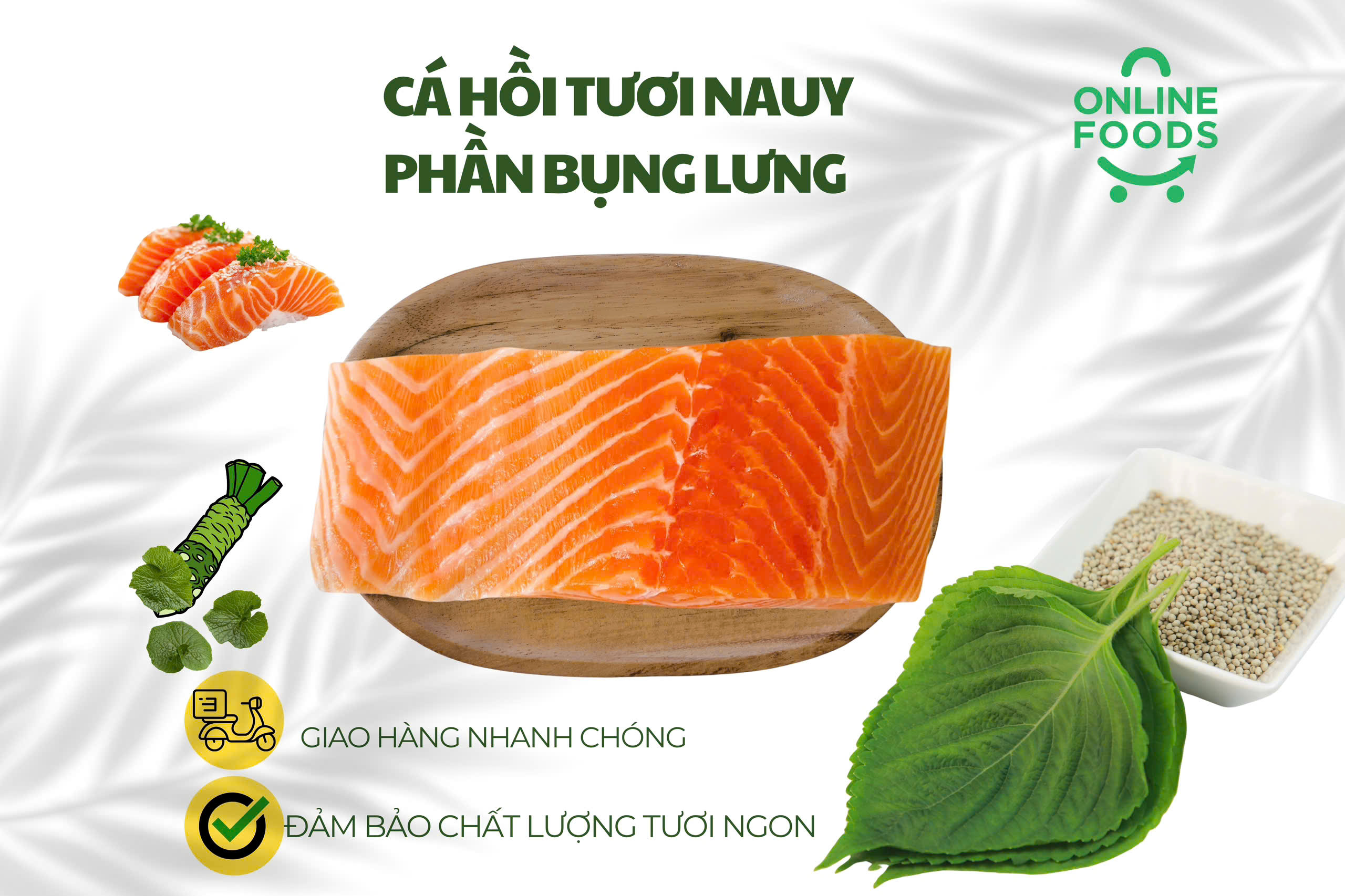 Cá hồi Nauy Phile Tươi Phần Lưng + Bụng