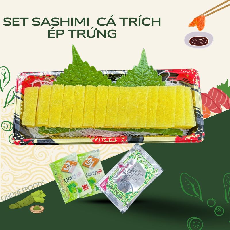 Set sashimi 1 thanh cá trích ép trứng màu vàng  Nhật Bản